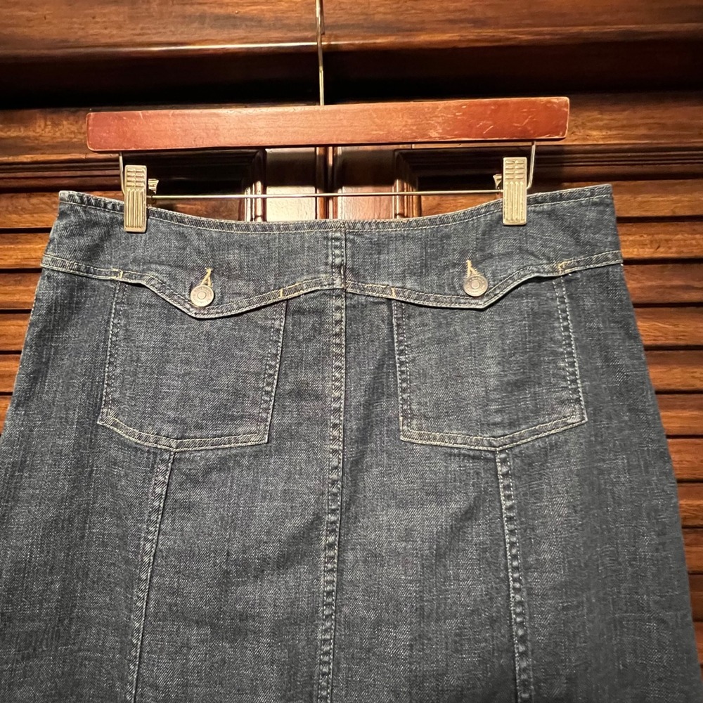 Vintage Liz Claiborne Denim Maxi Skirt Size 12 Prairie Western Cottagecore Boho - Picture 4 of 13